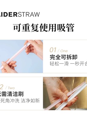 德国进口Sliderstraw可拆卸吸管重复使用透明环保食品级宝宝便携