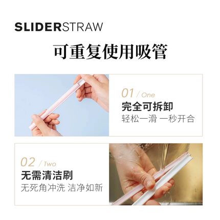 德国进口Sliderstraw可拆卸吸管重复使用透明环保食品级宝宝便携