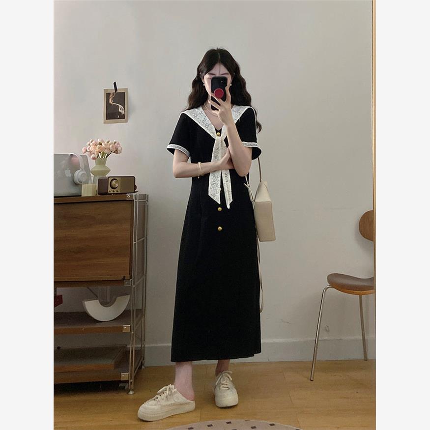 现货大码女装法式蕾丝披肩连衣裙胖MM夏季巨好看的显瘦长裙子女