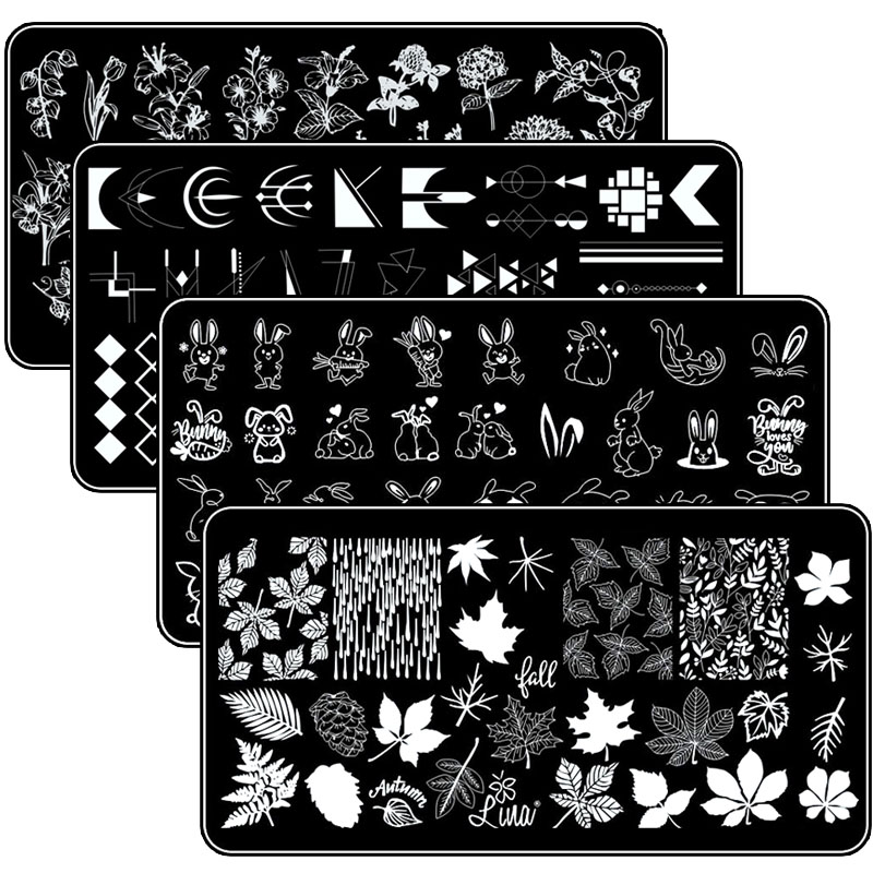 美甲印花转印版钢板模板飞天小女警卡通法式库洛米熊猫星星印花油