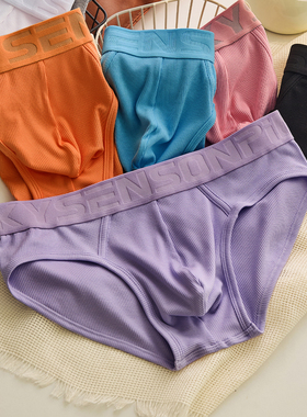 男士三角内裤螺纹莫代尔棉四季透气高弹青年舒适男生短裤潮棉质感