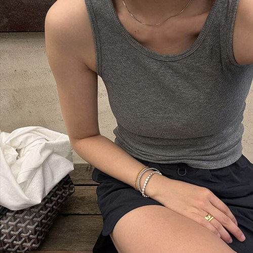牛牛家 牛牛家 紧身百搭灰色背心 可叠穿