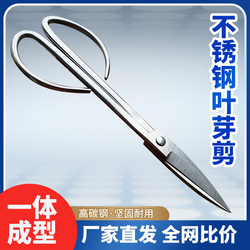 全不锈钢园艺剪叶芽剪嫩芽剪刀插花盆景枝叶剪修剪小枝剪加厚长杆