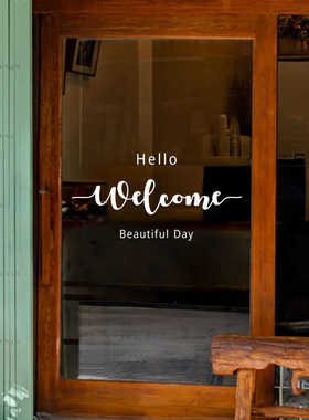 创意英文welcome欢迎光临服装店蛋糕店铺玻璃门贴纸橱窗装饰布置