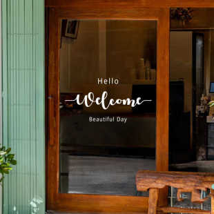 创意英文welcome欢迎光临服装店蛋糕店铺玻璃门贴纸橱窗装饰布置
