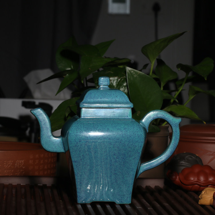 超大茶壶四方珐琅彩独孔宜兴原矿紫砂回流老壶泡茶功夫茶具850cc