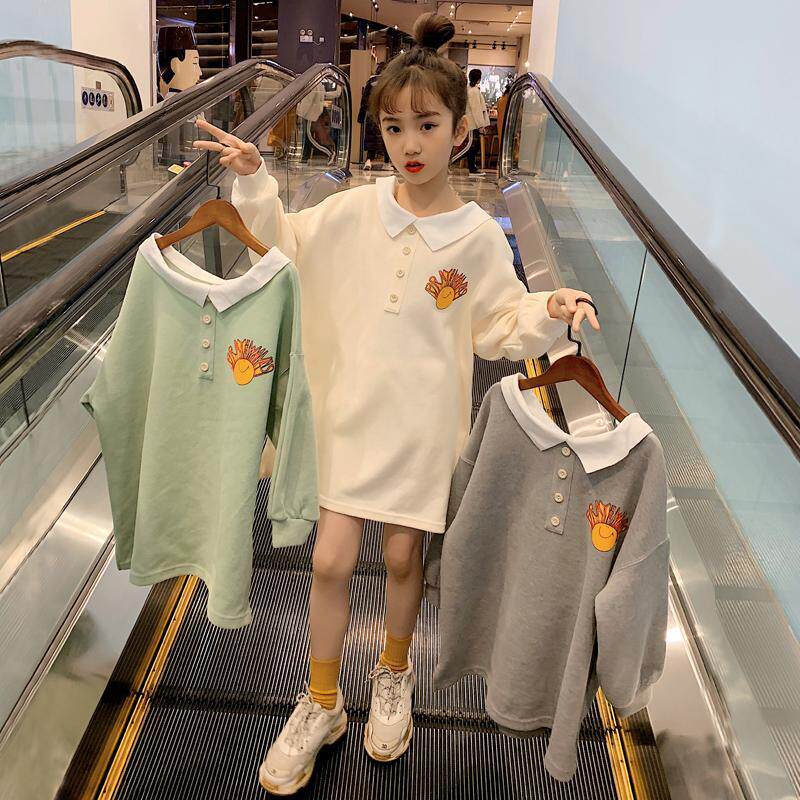 女童春装连衣裙2023春季新款洋气中大童宽松卫衣裙中长款裙子春秋