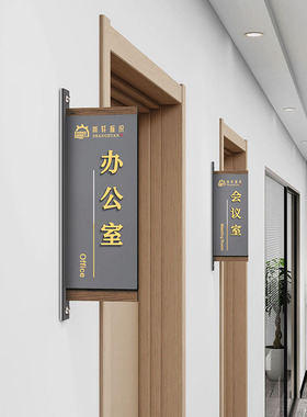 亚克力高档更换办公室门牌定制标识牌灰色双面科室牌总经理室门牌
