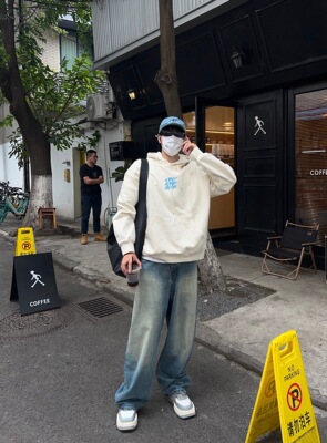 长裤美式复古水洗牛仔裤