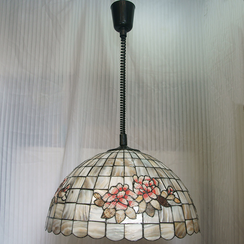 欧式蒂凡尼18寸玫瑰花轻奢古典餐厅书房卧室床头咖啡酒吧贝壳吊灯