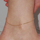 Noble Lady 极细低调温柔不褪色18k包金光泽感日常细珠脚链足链