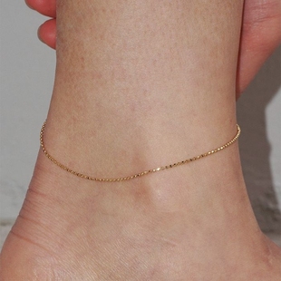 Noble 极细低调温柔不褪色18k包金光泽感日常细珠脚链足链 Lady