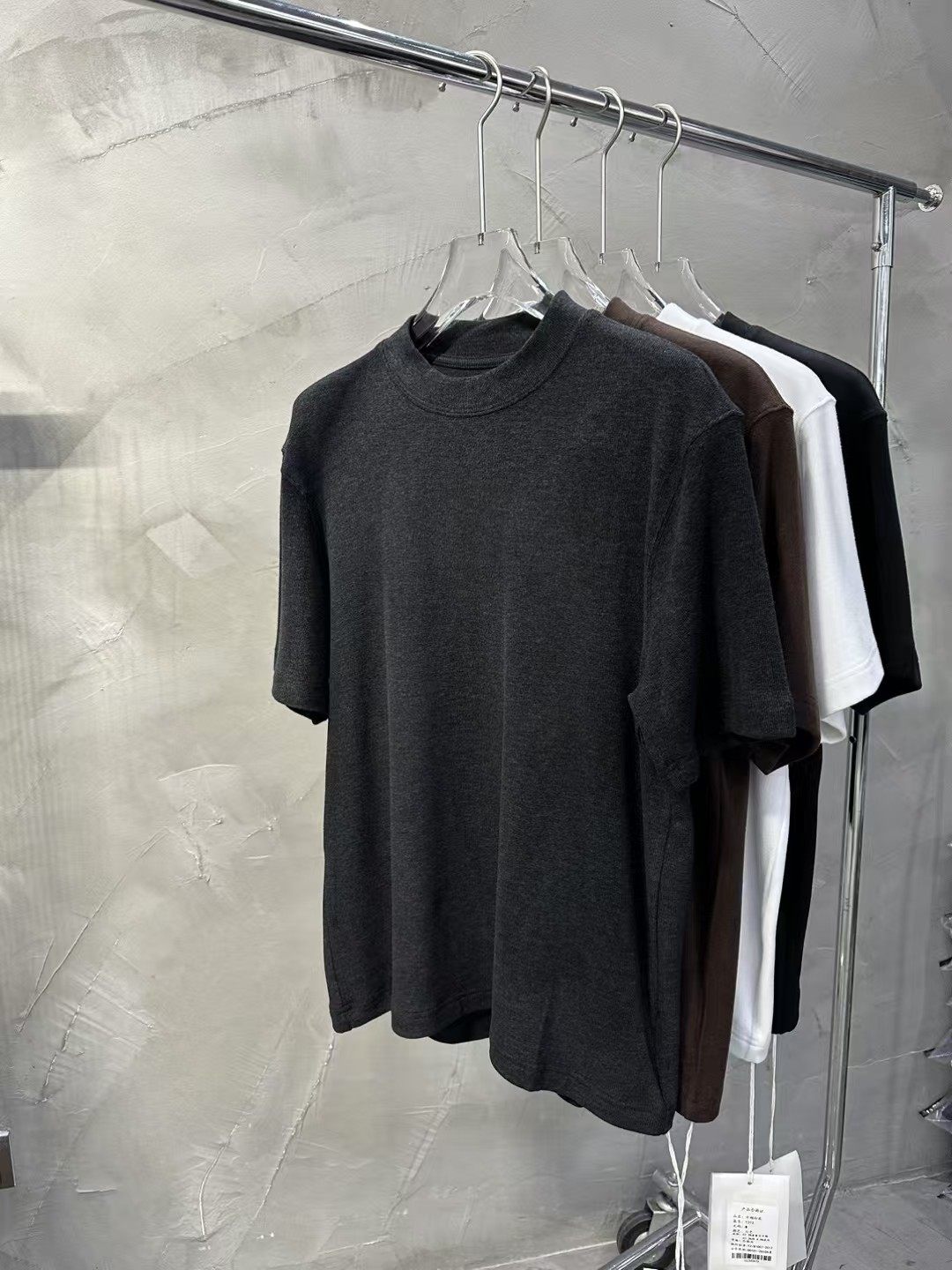2025冬季新款男士圆领糯米软羊毛衫短袖T恤纯色打底衫百搭针织衫