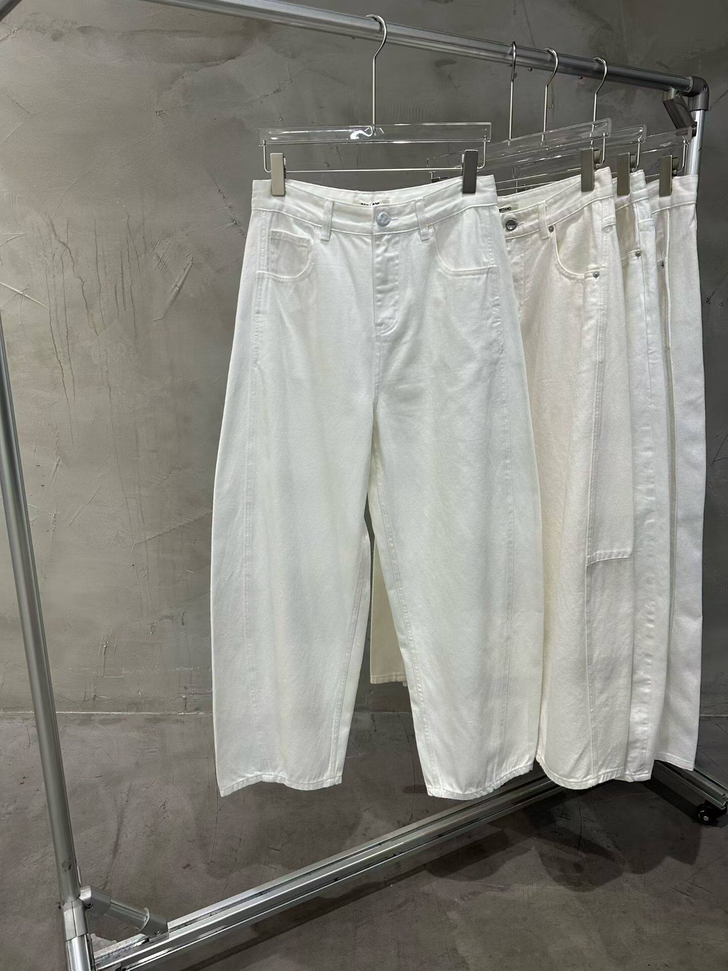 美式潮牌男士阔腿白色牛仔裤2026春夏新款高品质薄款直筒宽松长裤