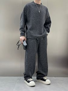 男士套装2025冬季潮牌宽松复古糯米绒轻奢休闲青年百搭加绒两件套