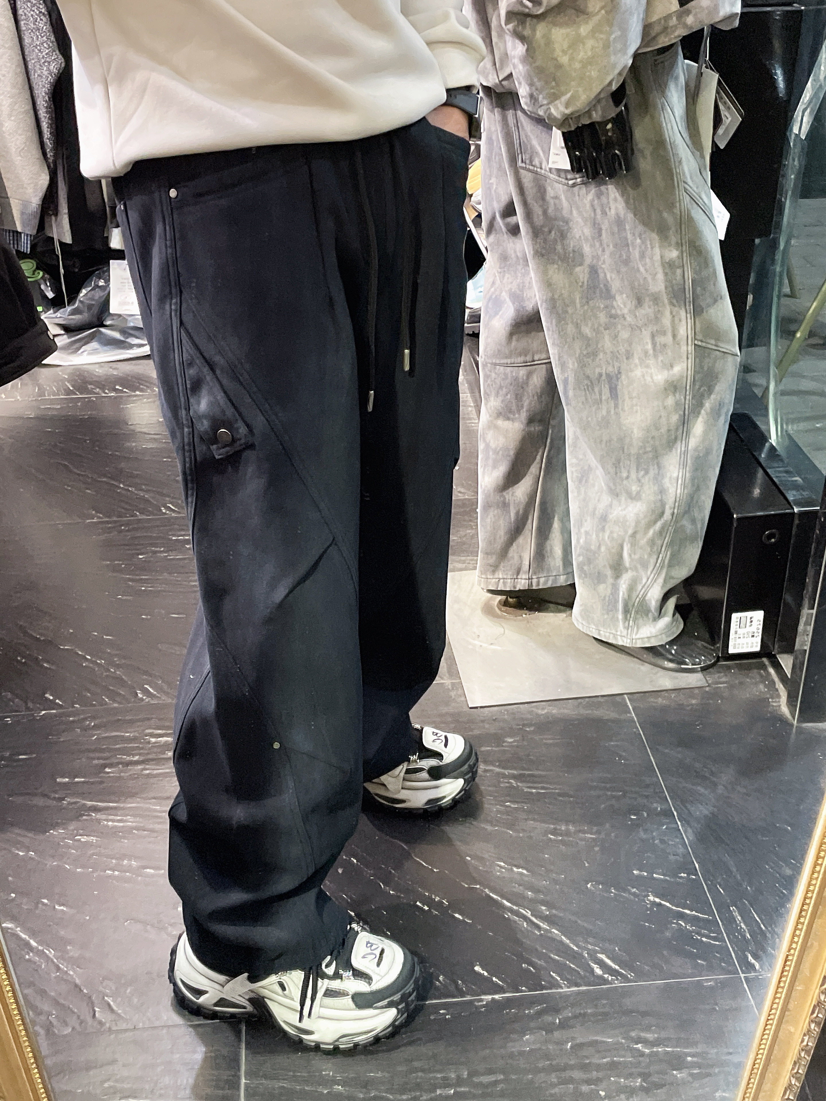 美式复古重磅加绒保暖休闲长裤男宽松垂坠感运动直筒牛仔男裤纯棉