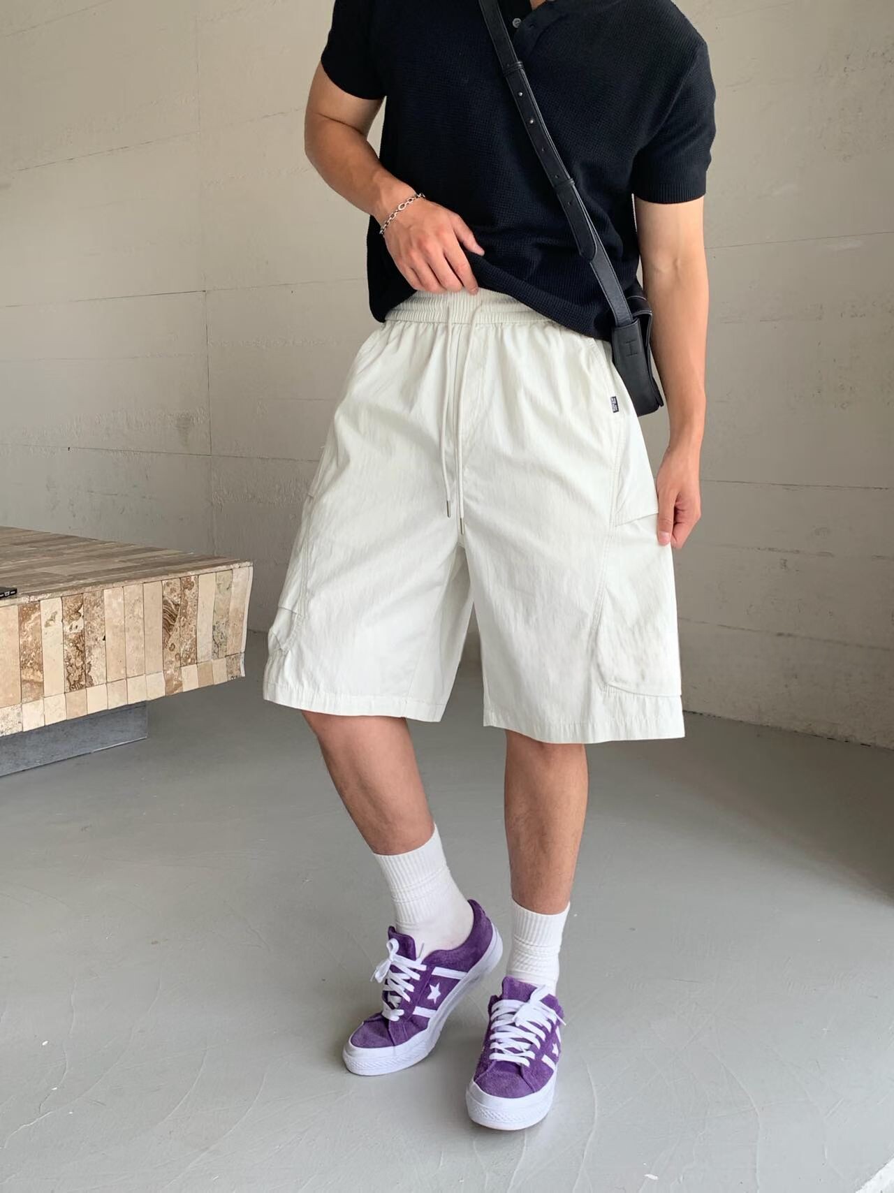 实体夏季男新款简约休闲裤韩版宽松休闲短裤潮流时尚百搭裤子短裤