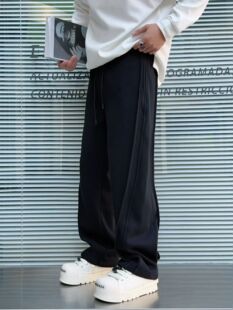 2025冬季加绒男士休闲裤时尚百搭宽松直筒卫裤潮牌痞帅阔腿长裤子