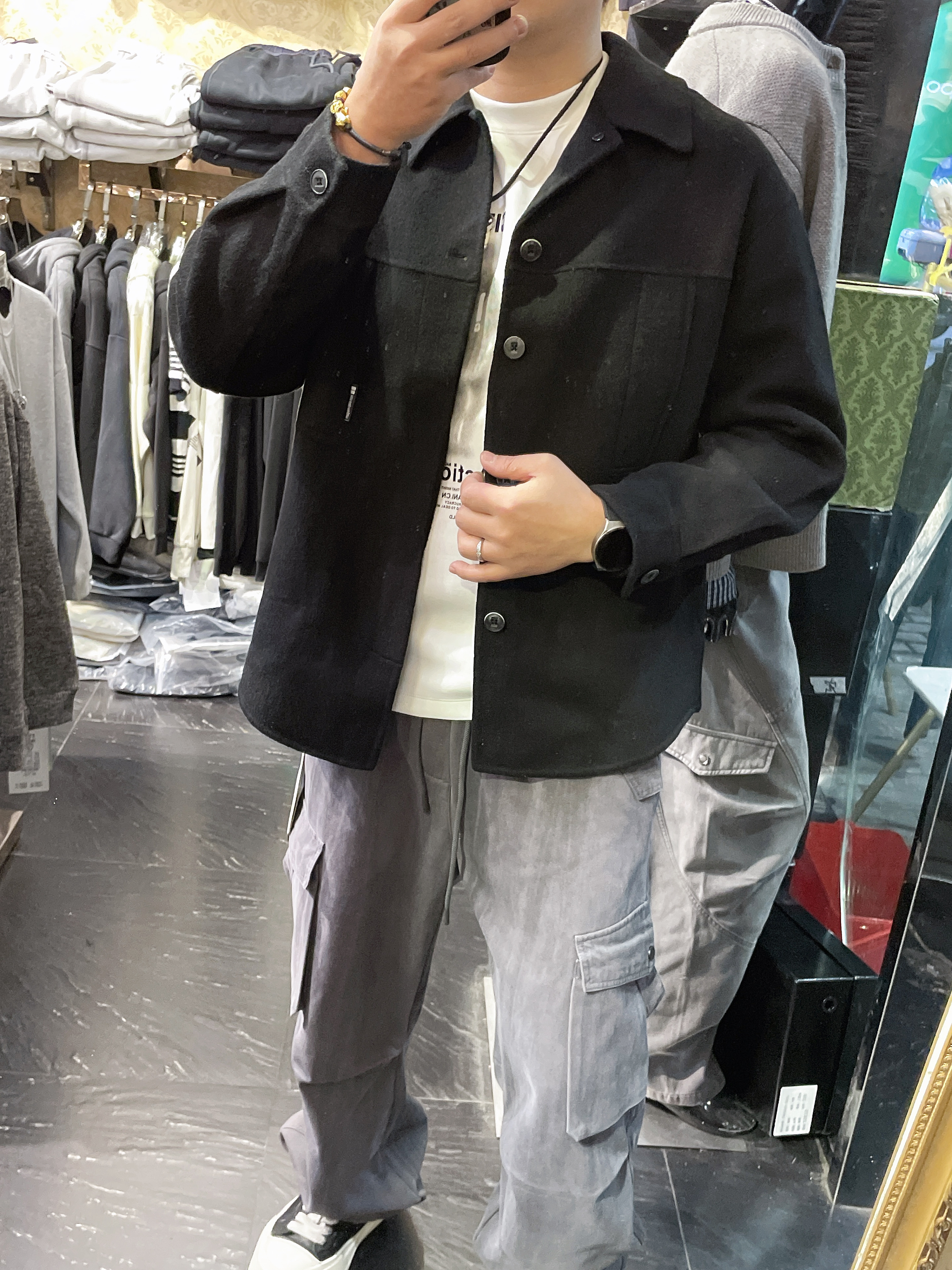 羊毛呢子夹克男士上衣25新款冬季高端加厚大衣短款双面绒毛呢外套