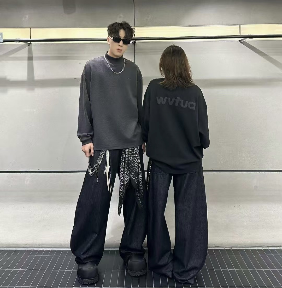 高端品质感潮牌长袖羊毛打底衫男时尚秋冬季宽松美式休闲上衣毛衣