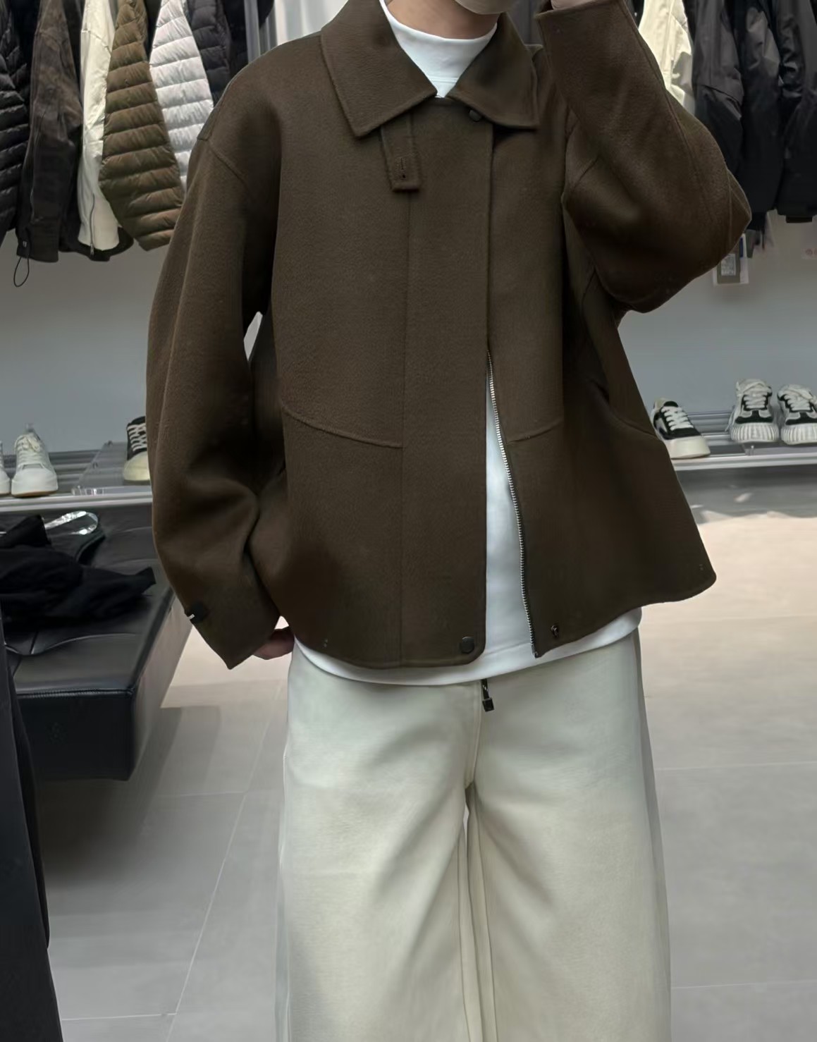 2025冬季新款极简廓形立领韩版双面羊绒外套男绵羊毛短款毛呢大衣