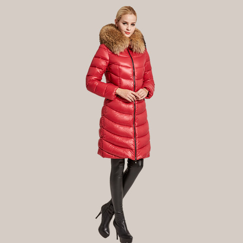 显瘦大毛领收腰修身加厚羽绒服