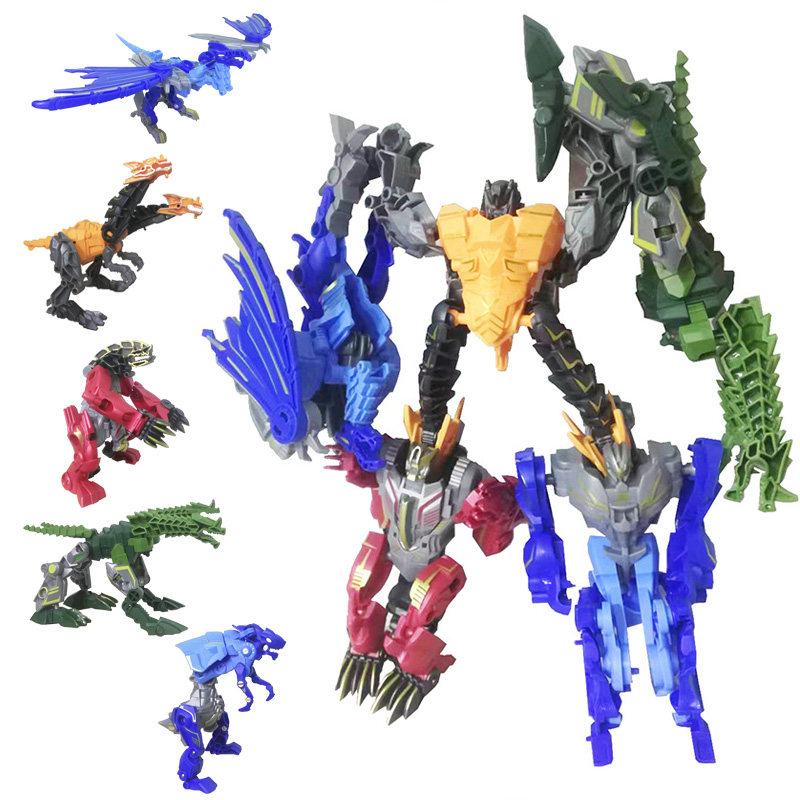 变形工场五合体变形玩具求雨鬼组合五龙机器恐龙机甲模型男机器人