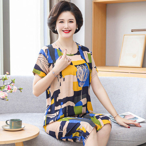 棉绸妈妈短袖老人宽松两件家居服