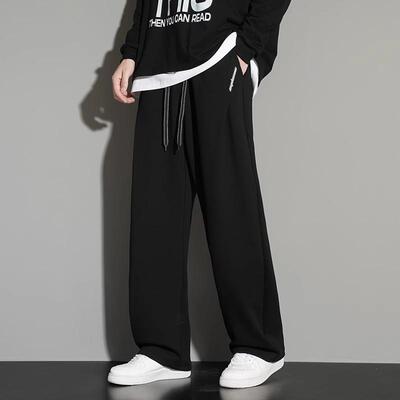 春秋季直筒阔腿裤男生加肥加大