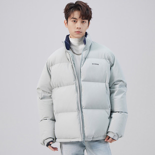 小清新羽绒服男冬季80白鸭绒加厚保暖立领面包服雾霾蓝情侣外套潮