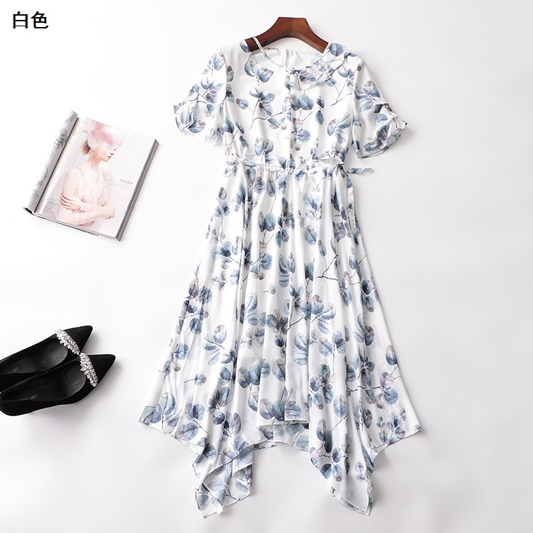 ◆403920 夏加长款圆领短袖连衣裙