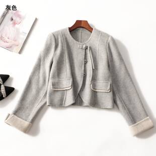 双面呢大衣 单排扣长袖 247463 冬短款