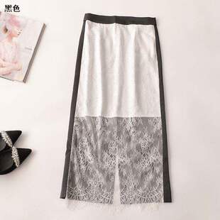 409721超值清货南油卡MAN女装 欧洲站高货百搭秋加长拼色半身裙