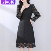 圆领长袖 405398亏本清货南油高端轻奢欧洲站高货女装 长款 连衣裙