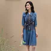 翻领走秀款 245296南油高端欧洲站高货轻奢女装 欧美春夏长款 连衣裙