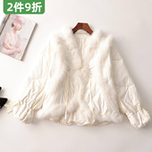 V领长袖 244208亏本清货超值精品女装 真毛领冬中长款 羽绒服