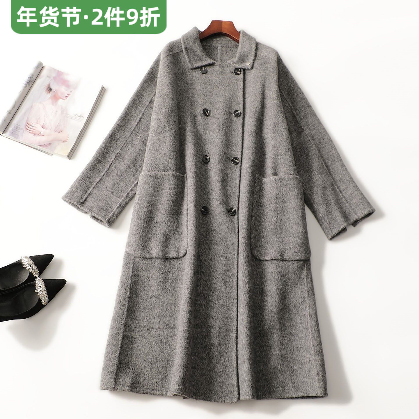 412719高档超值女装羊毛羊绒大衣冬加长款双排扣长袖双面呢大衣,女装/女士精品,毛呢外套,淘宝优惠券,粉丝福利购,淘宝优惠卷