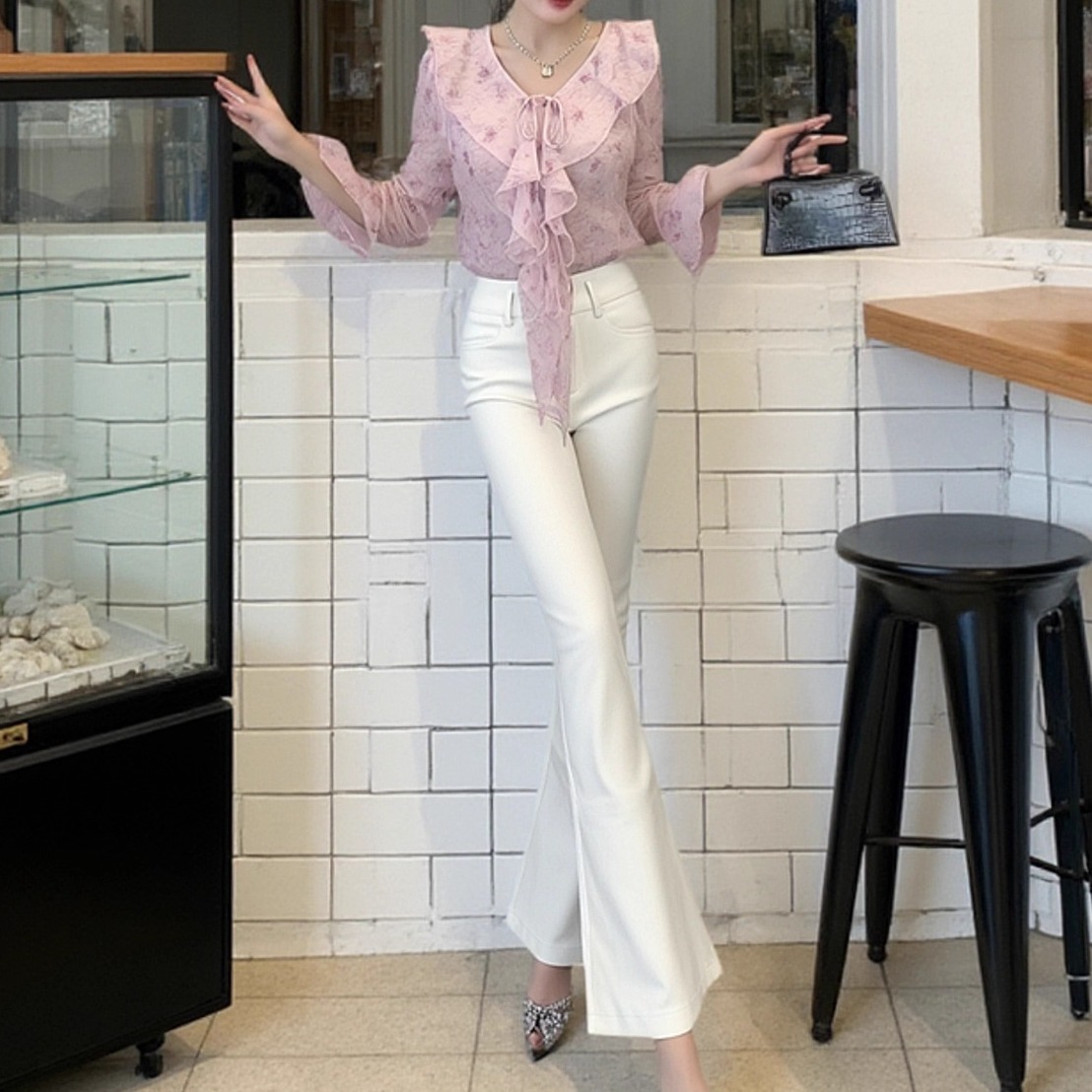 412030超值品质精品精致女装显瘦喇叭气质女裤秋长款休闲裤