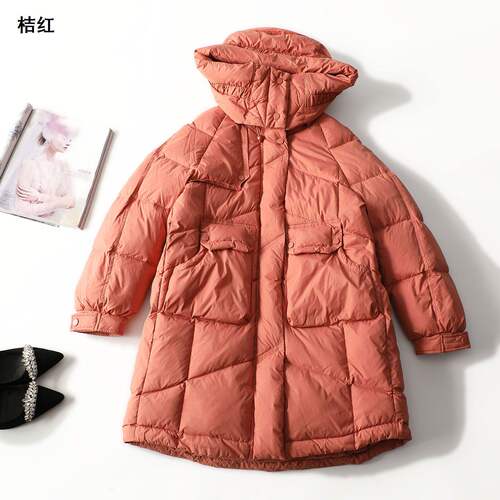 413097 冬长款拉链长袖羽绒服