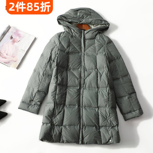 248189强烈推荐高档女装冬季北京品牌鸭绒冬中长款拉链长袖羽绒服