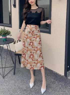 411501超值品质精品女装新款25年洋气夏中长款圆领五分袖上衣