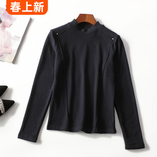 413634新款女装超值精品亲肤柔软高弹天然冬长袖加绒打底衫