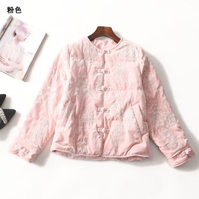 247850清货高档超值女装新款25冬季丝绒重工鸭绒国风长袖羽绒服