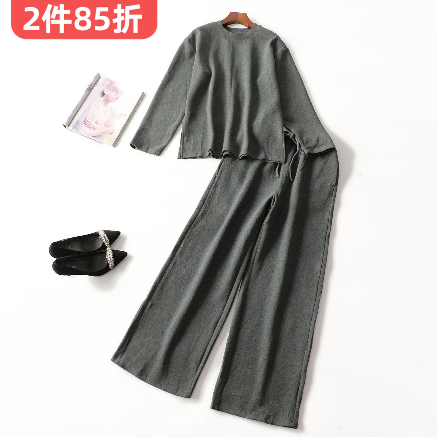 413827新款女装超值精品当季洋气春长款套头长袖上衣裤子套装