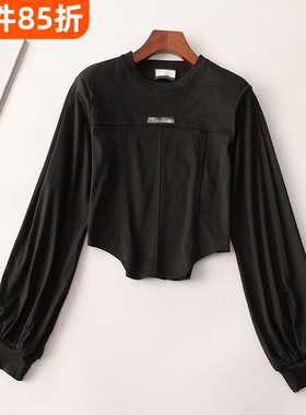 409801 秋短款圆领长袖上衣