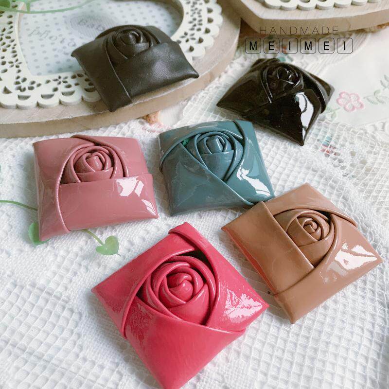 diy手工装饰花头鞋花包发饰服装辅料配件多色方块漆皮亮皮质花朵