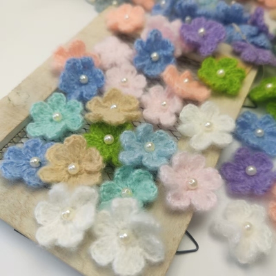 马海毛系列   手工立体钩花朵辅料毛衣装饰胸针鞋袜胸花配饰DIY