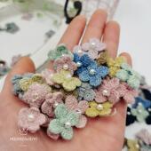 手工编织毛线花朵棉线手钩花diy胸针耳环毛衣装 饰19.9元 50枚