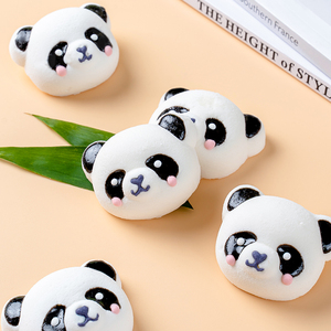 熊猫头棉花糖熊猫造型花花3D卡通图网红爆款火锅店咖啡饮品伴侣