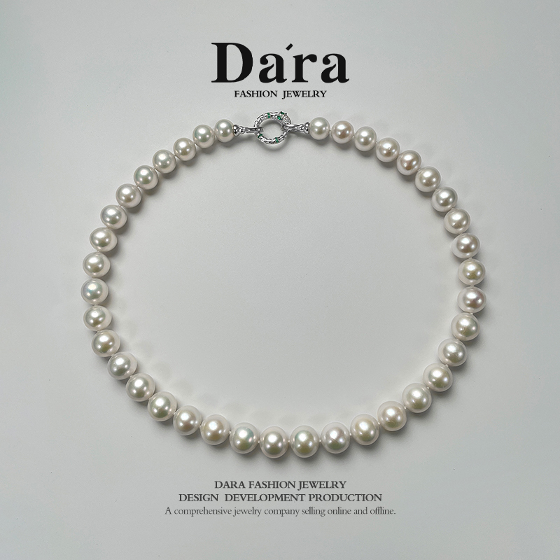DARA戴拉 925银约9-12mm淡水珍珠项链近正圆强光妈妈链轻奢时尚款